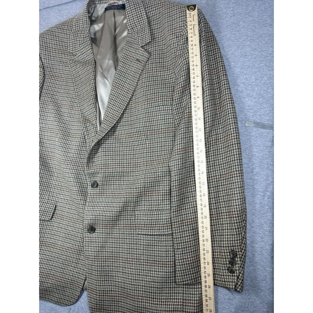 Brooks Brothers 46L Wool Houndstooth‎ Sport Coat Jacket Blazer 2-button Vintage